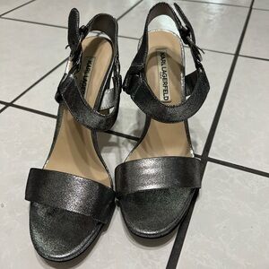 Karl Lagerfeld Shimmering Silver Heels